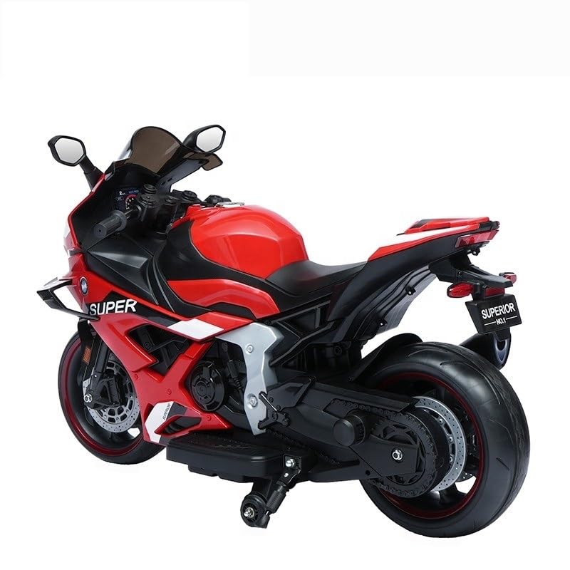 Powerful black kids' ride-on superbike, providing an exhilarating and stable riding experience for young adventurers. www.usmile,toys